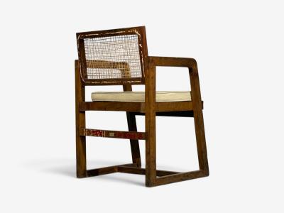 Pierre Jeanneret Pierre Jeanneret Box Armchair Teak Cane Chandigarh India 1960s