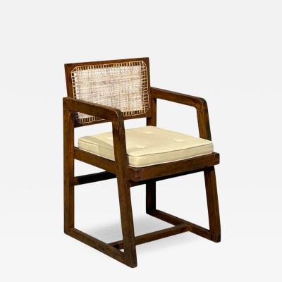 Pierre Jeanneret Pierre Jeanneret Box Armchair Teak Cane Chandigarh India 1960s