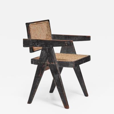 Pierre Jeanneret Chandigarh High Court black V-leg chair, 1950s