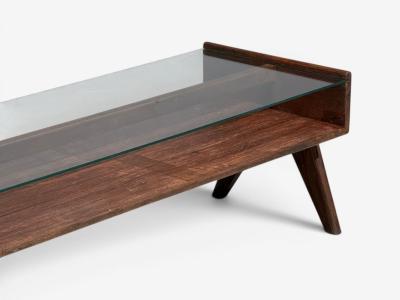 Pierre Jeanneret Pierre Jeanneret Coffee Table Teak Glass Chandigarh India 1960s