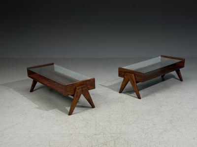 Pierre Jeanneret Pierre Jeanneret Coffee Table Teak Glass Chandigarh India 1960s