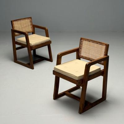 Pierre Jeanneret Pierre Jeanneret French Mid Century Modern 12 Box Dining Chairs Teak Cane