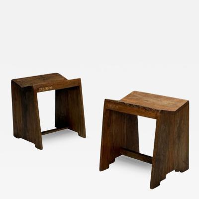 Pierre Jeanneret Pierre Jeanneret French Mid Century Modern Sewing Stools Teak Chandigarh