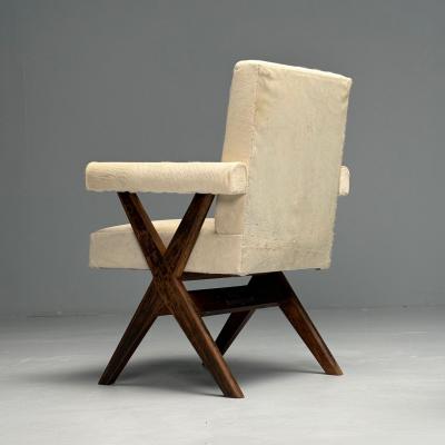 Pierre Jeanneret Pierre Jeanneret French Mid Century Modern Upholstered Arm Chairs Cowhide