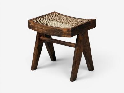 Pierre Jeanneret Pierre Jeanneret Low Cane Stools Teak Cane Chandigarh India 1960s