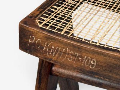 Pierre Jeanneret Pierre Jeanneret Low Cane Stools Teak Cane Chandigarh India 1960s