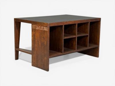 Pierre Jeanneret Pierre Jeanneret Pigeonhole Desk Teak Leatherette Chandigarh India 1960s