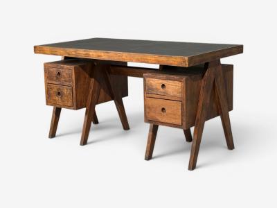 Pierre Jeanneret Pierre Jeanneret Rare Writing Desk Teak Leatherette Chandigarh India 1960s