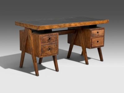 Pierre Jeanneret Pierre Jeanneret Rare Writing Desk Teak Leatherette Chandigarh India 1960s