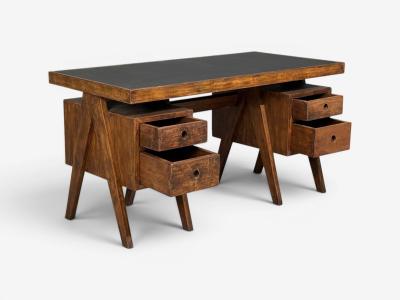 Pierre Jeanneret Pierre Jeanneret Rare Writing Desk Teak Leatherette Chandigarh India 1960s