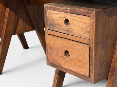 Pierre Jeanneret Pierre Jeanneret Rare Writing Desk Teak Leatherette Chandigarh India 1960s