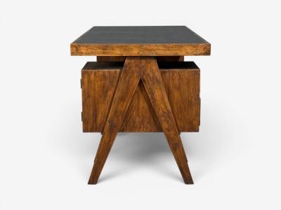 Pierre Jeanneret Pierre Jeanneret Rare Writing Desk Teak Leatherette Chandigarh India 1960s