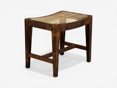 Pierre Jeanneret Pierre Jeanneret Rectangular Low Stools Teak Cane Chandigarh India 1960s