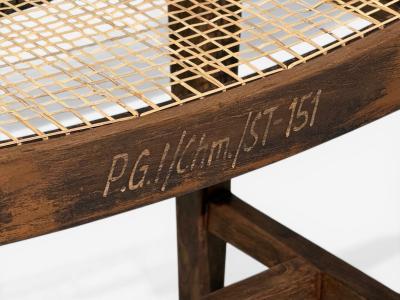 Pierre Jeanneret Pierre Jeanneret Rectangular Low Stools Teak Cane Chandigarh India 1960s