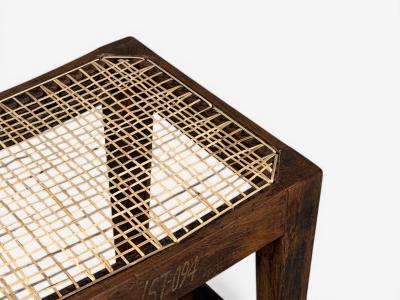 Pierre Jeanneret Pierre Jeanneret Rectangular Low Stools Teak Cane Chandigarh India 1960s