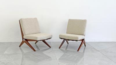 Pierre Jeanneret Pierre Jeanneret Scissor Lounge Chairs Knoll 1965 Original Cushions Included