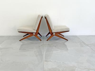 Pierre Jeanneret Pierre Jeanneret Scissor Lounge Chairs Knoll 1965 Original Cushions Included