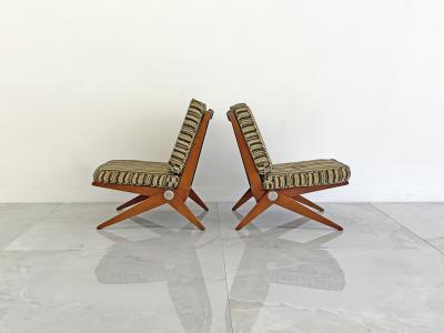 Pierre Jeanneret Pierre Jeanneret Scissor Lounge Chairs Knoll 1965 Original Cushions Included