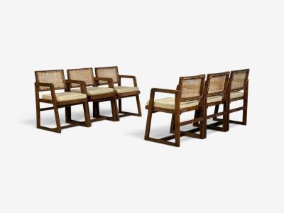 Pierre Jeanneret Pierre Jeanneret Six Dining Chairs Teak Cane Chandigarh India 1960s