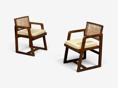 Pierre Jeanneret Pierre Jeanneret Six Dining Chairs Teak Cane Chandigarh India 1960s