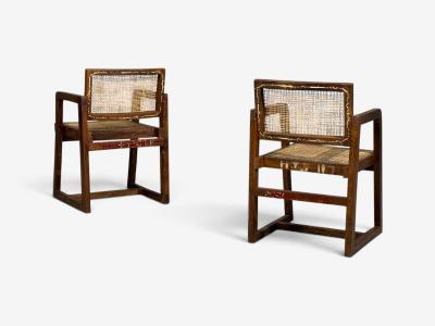 Pierre Jeanneret Pierre Jeanneret Six Dining Chairs Teak Cane Chandigarh India 1960s