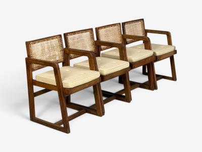 Pierre Jeanneret Pierre Jeanneret Six Dining Chairs Teak Cane Chandigarh India 1960s
