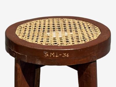 Pierre Jeanneret Pierre Jeanneret Stools Cane Teak Chandigarh India c 1960s