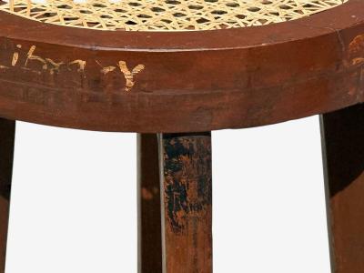 Pierre Jeanneret Pierre Jeanneret Stools Cane Teak Chandigarh India c 1960s