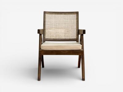 Pierre Jeanneret Pierre Jeanneret Teak Cane Low Easy Chairs Chandigarh India c 1960s