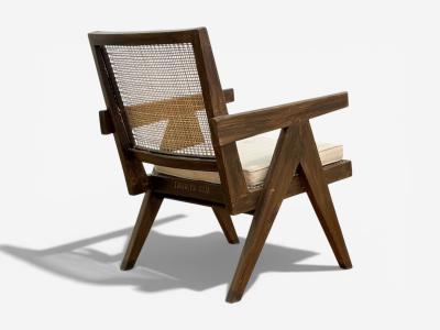 Pierre Jeanneret Pierre Jeanneret Teak Cane Low Easy Chairs Chandigarh India c 1960s