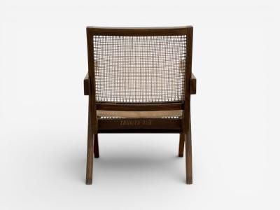 Pierre Jeanneret Pierre Jeanneret Teak Cane Low Easy Chairs Chandigarh India c 1960s