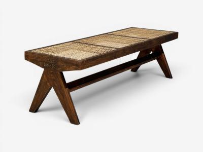 Pierre Jeanneret Pierre Jeanneret Three Seat Benches Teak Cane Chandigarh India 1960s