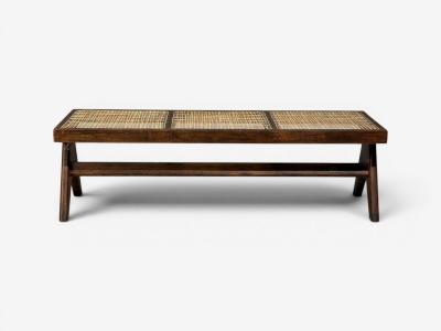 Pierre Jeanneret Pierre Jeanneret Three Seat Benches Teak Cane Chandigarh India 1960s