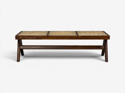 Pierre Jeanneret Pierre Jeanneret Three Seat Benches Teak Cane Chandigarh India 1960s
