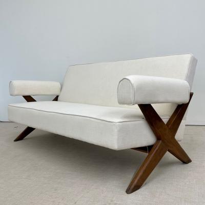 Pierre Jeanneret Pierre Jeanneret Upholstered X Leg Sofa Mid Century Modern Chandigarh