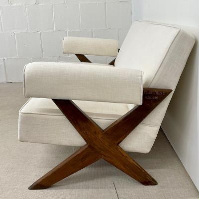 Pierre Jeanneret Pierre Jeanneret Upholstered X Leg Sofa Mid Century Modern Chandigarh