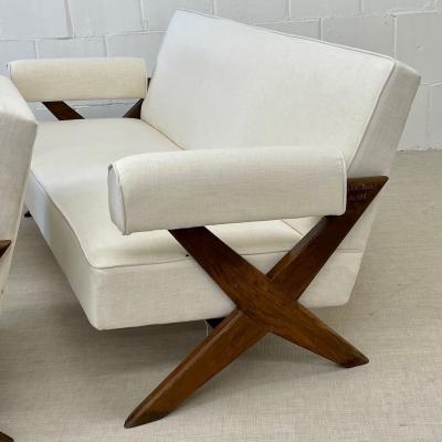 Pierre Jeanneret Pierre Jeanneret Upholstered X Leg Sofa Mid Century Modern Chandigarh