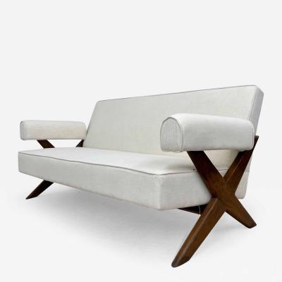 Pierre Jeanneret Pierre Jeanneret Upholstered X Leg Sofa Mid Century Modern Chandigarh