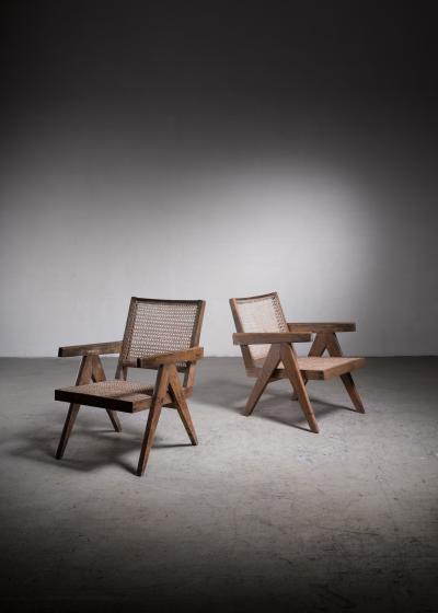 Pierre Jeanneret Pierre Jeanneret pair of Chandigarh High Court easy chairs 1950s