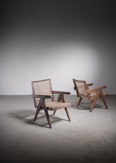 Pierre Jeanneret Pierre Jeanneret pair of Chandigarh High Court easy chairs 1950s