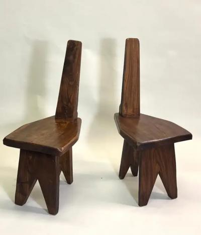 Pierre Jeanneret Rare Pair of French Mid Century Modern Craftsman Wood Chairs Pierre Jeanneret