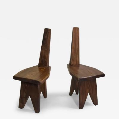 Pierre Jeanneret Rare Pair of French Mid Century Modern Craftsman Wood Chairs Pierre Jeanneret