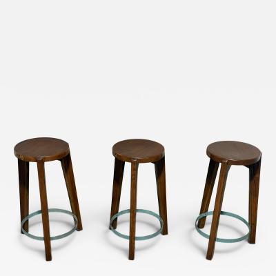 Pierre Jeanneret Set of 3 Pierre Jeanneret Teak Stools c 1960