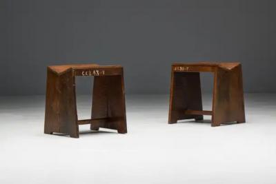 Pierre Jeanneret Sewing Stools PJ SI 68 A by Pierre Jeanneret India 1960s