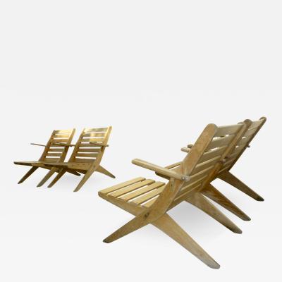 Pierre Jeanneret Style ofJeanneret Set of 4 Folding Lounge Chairs