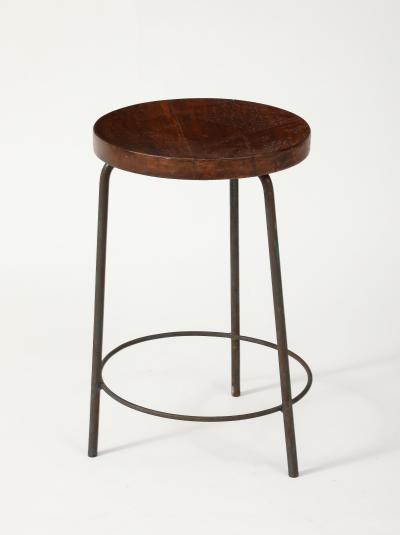 Pierre Jeanneret Teak and Steel Stool by Pierre Jeanneret Chandigarh India c 1960