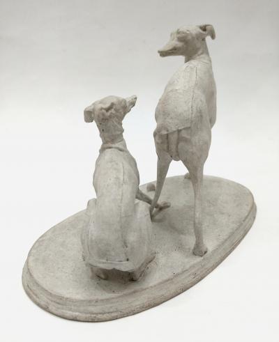 Pierre Jules M ne Two greyhounds playing with a ball by Pierre Jules M ne France circa 1860