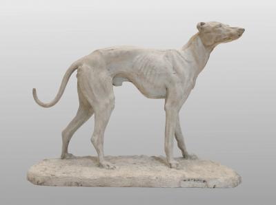 Pierre Jules M ne Workshop plaster of a greyhound by Pierre Jules M ne France circa 1850
