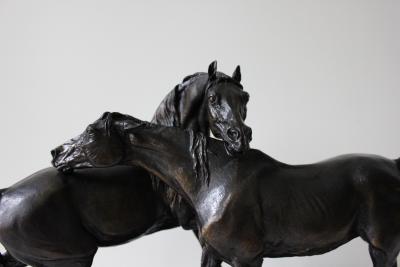 Pierre Jules Mene Antique French Bronze Sculpture of Two Horses
