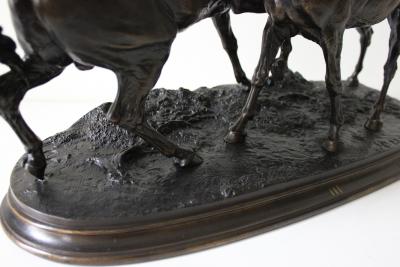Pierre Jules Mene Antique French Bronze Sculpture of Two Horses